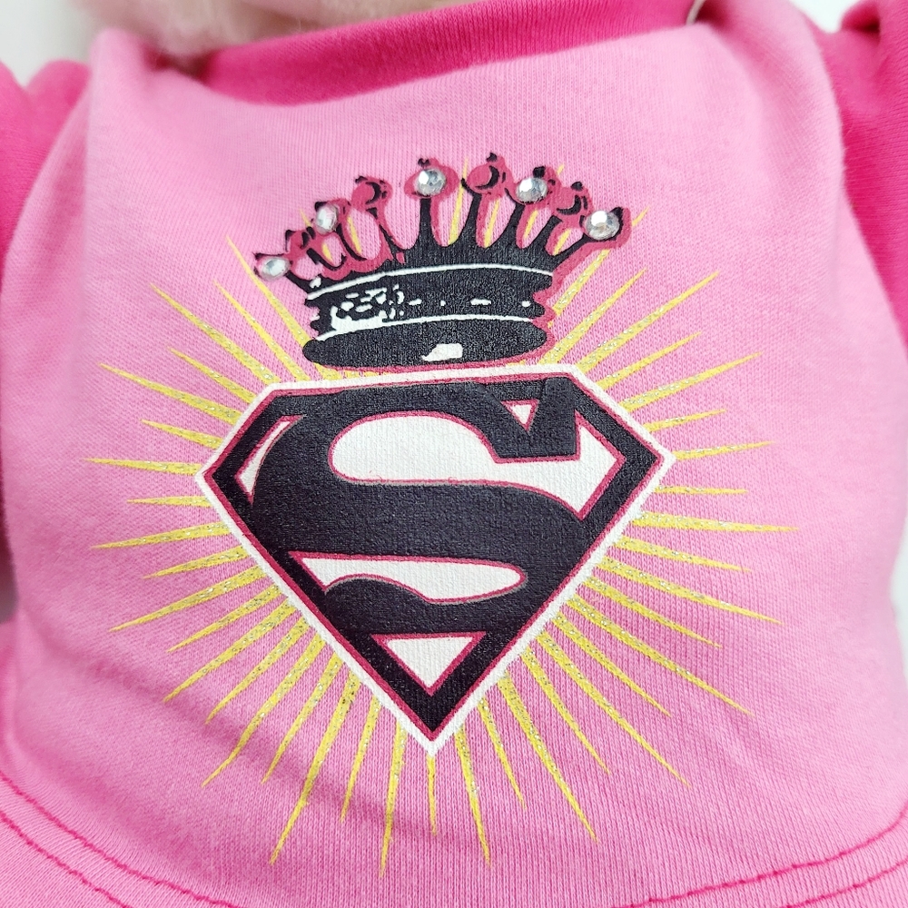 Build A Bear White Bunny Wearing a Skirt & Shirt with Superman Logo on it - Picture 5 of 10
